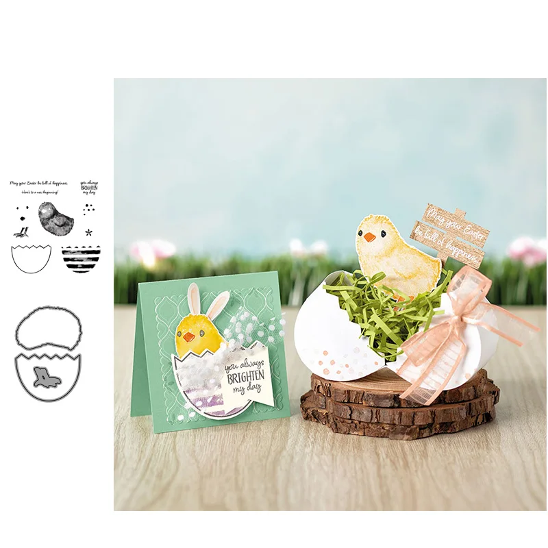 

JC Cutting Die and Rubber Stamps Scrapbooking Egg Chick Word Letters Craft Stencil Card Make Album Sheet Decoration 2020 Die Cut