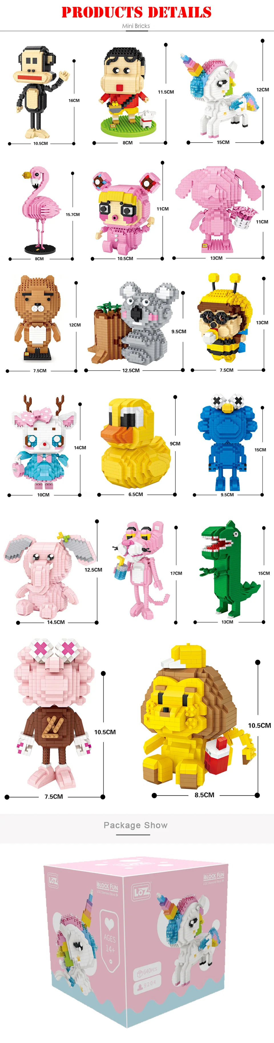 LOZ алмазные блоки Единорог аниме фигурка мультфильм животное Розовая пантера Фламинго развивающие Кирпичи DIY игрушки для детей