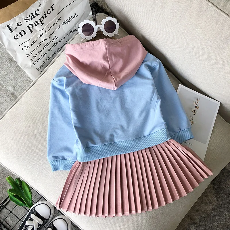 

3-7-Year-Old Autumn Clothing Childrenswear GIRL'S Skirt Lettered with Hat Hoodie Pleated Dress's