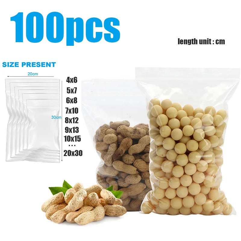 

100 pcs/set 0.05 mm Thickness Jewelry Ziplock Postal Compressed Lock Reclosable Plastic Poly Clear Bags