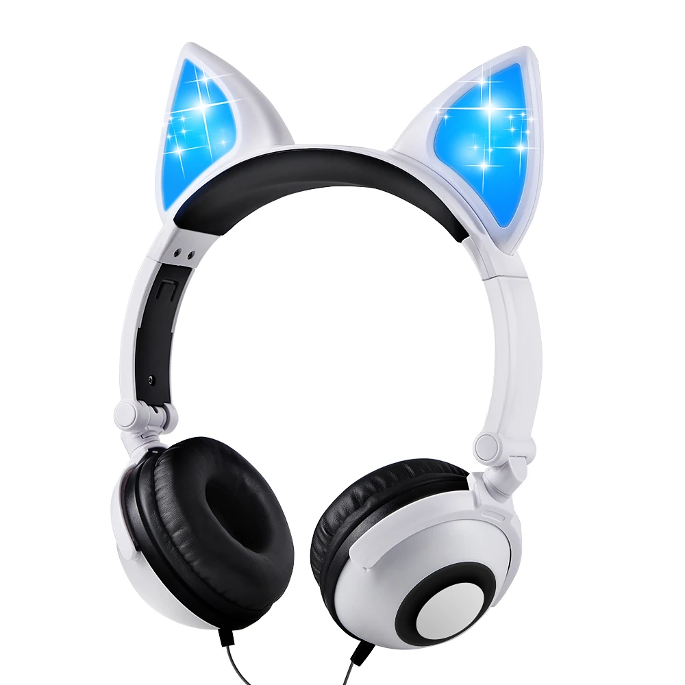 LED Cat Ear Kids Headphone Flashing Glowing Kids Headset Gaming Earphones For Children Gifts For pc mp3