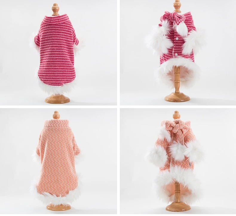 Красный, розовый цвета, размеры Xs-xxl, теплая одежда для маленьких щенков на осень и зиму, двухфутовая одежда для домашних животных, бархатные свитера, толстые пальто для собак