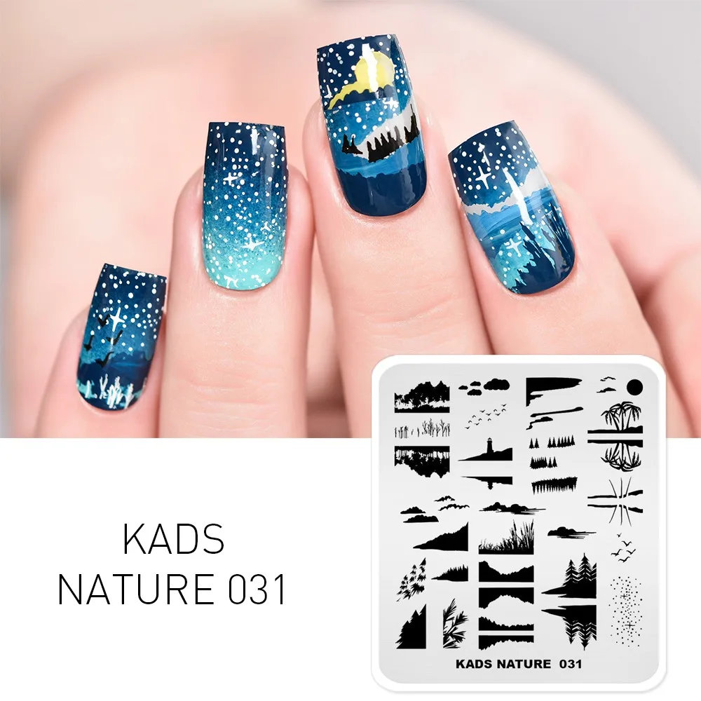 Ролинговые штамповочные пластины для ногтей серия Nature Nail Art штампы шаблоны