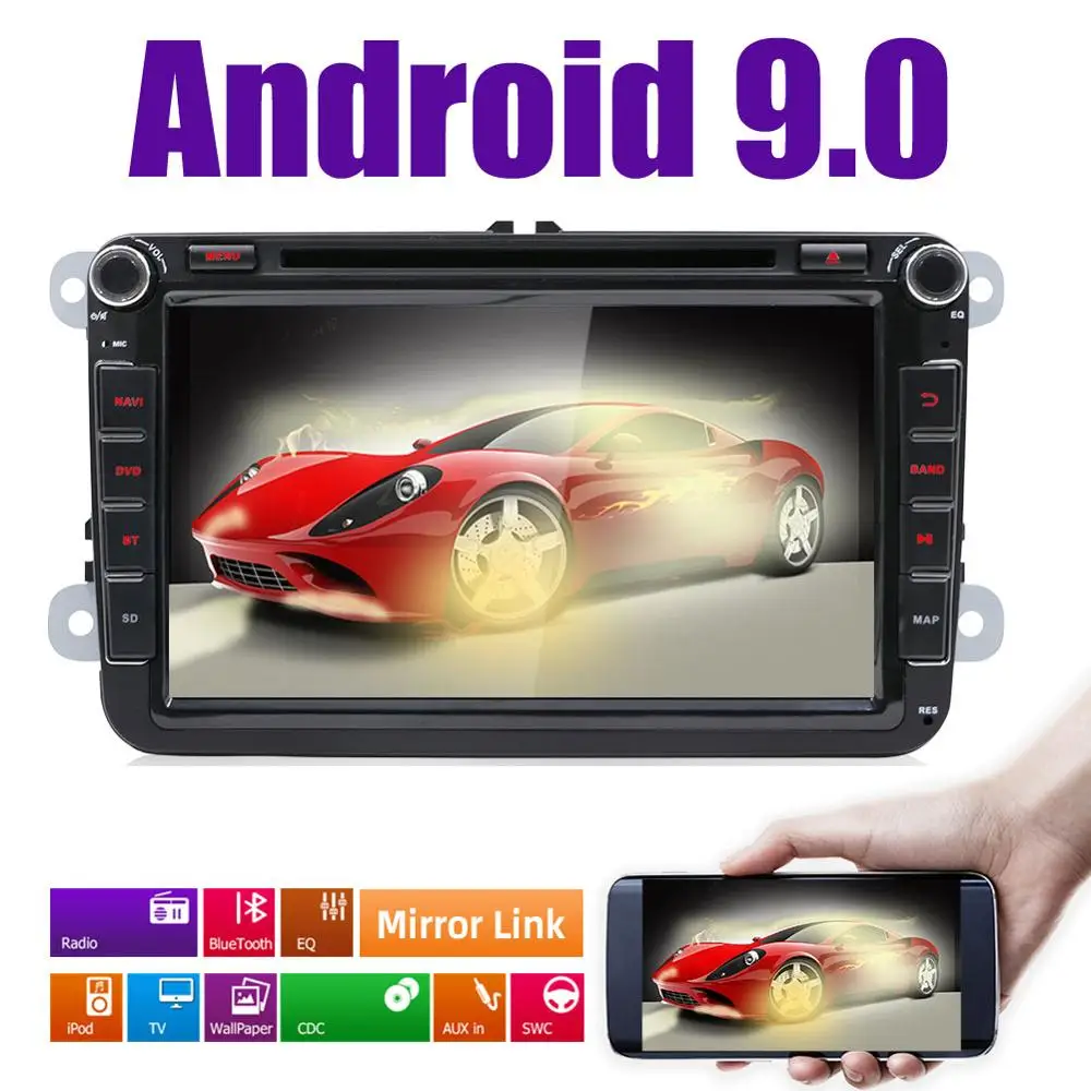 2 din Android 9,0 Автомагнитола DVD gps навигация для Volkswage Caddy Golf Polo седан Touran Passat EOS DVD Automtivo WIF