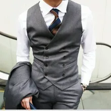 Модные безрукавки с рисунком стиральный Slim Fit Для мужчин прохладный двубортный жилет классный Для мужчин жилет T156
