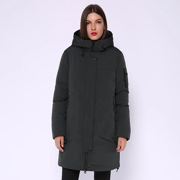 AORRYVLA, зимняя Длинная женская куртка, парка с капюшоном, ветрозащитная куртка с воротником, Толстая Теплая Повседневная зимняя женская модная куртка - Цвет: Gray Green