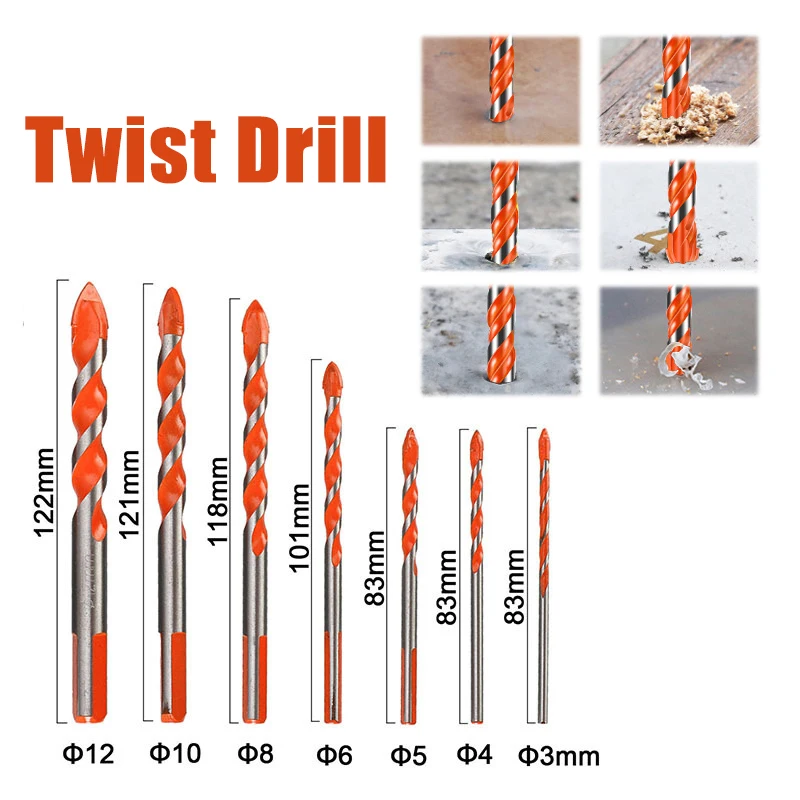 10Pcs Construction Ceramic Triangle Drill Bit Set Triangular Twist Drill Bits for Thin Steel Ceramic Tile Concrete Glass Marble