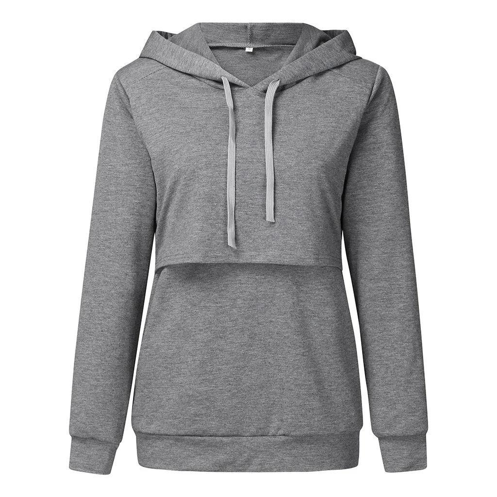 Maternity Long Sleeve Hooded Nursing Tops Breastfeeding Pullover Sweatshirt Maternity Nursing Maternity Long Sleeves Sweatshirt
