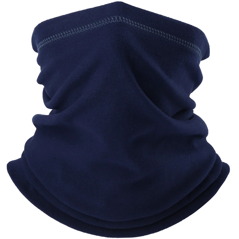 Зимняя Флисовая теплая Балаклава для шеи, маска на половину лица, покрытие для ушей, теплый шейный шарф-труба, снуд для защиты лица, повязка на голову для женщин и мужчин - Цвет: Dark Blue