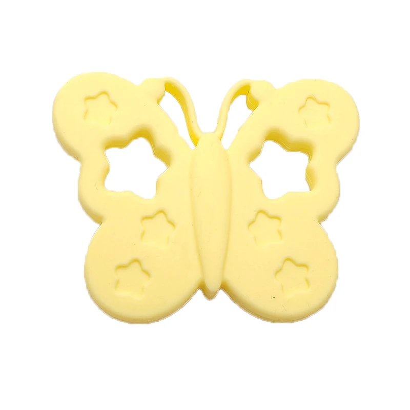 Cream Yellow Chenkai 10 шт. BPA Силиконовая Бабочка Прорезыватель для зубов соска ручной работы Прорезыватель для зубов DIY для кормления ребенка соска клип ожерелье ювелирные изделия - Цвет: Cream Yellow