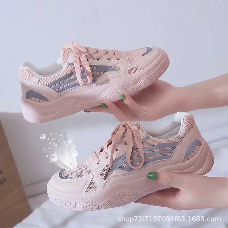 

Summer Dad Shoes Women's 2019 New Style Network Shoes INS Punched Sheet Surface Sports bai da xiao White Sneaker Summer Trendy S