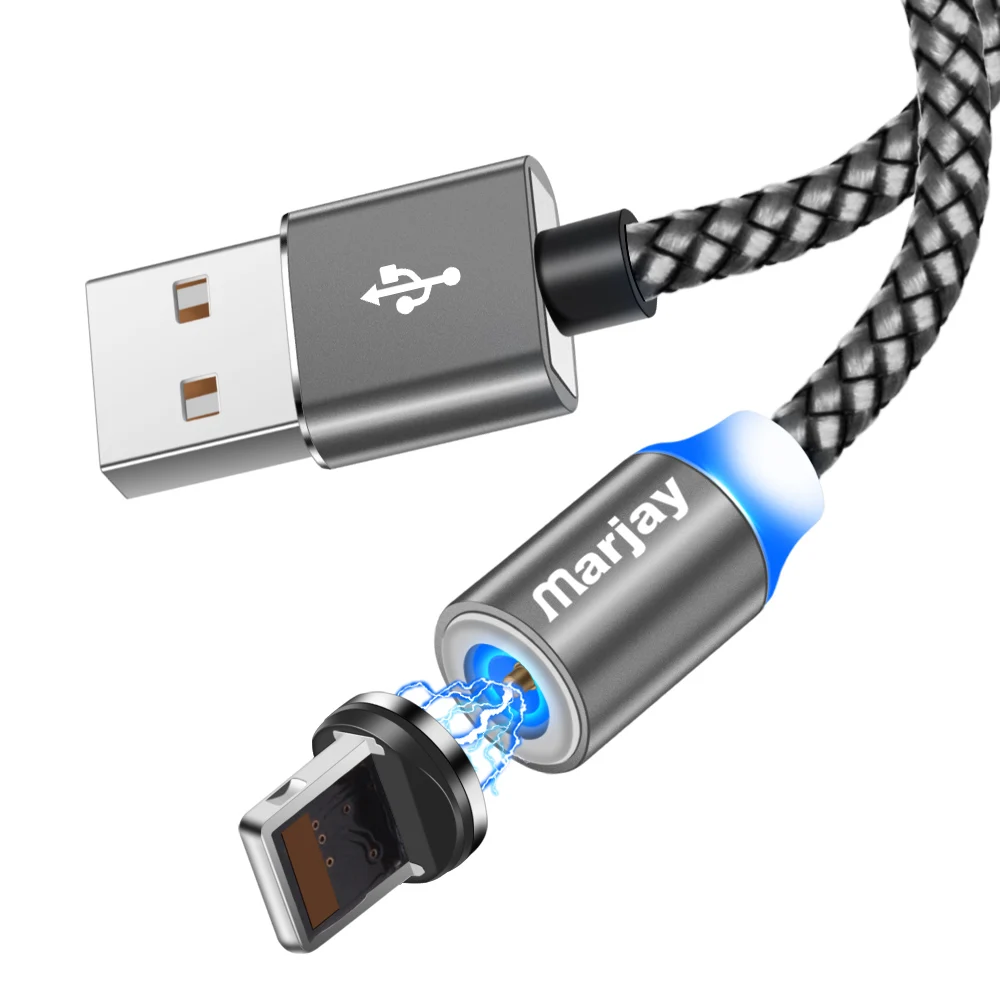 Marjay chargeur magnétique Micro USB câble pour iPhone Samsung Android charge rapide aimant câble USB type C téléphone portable cordon fil