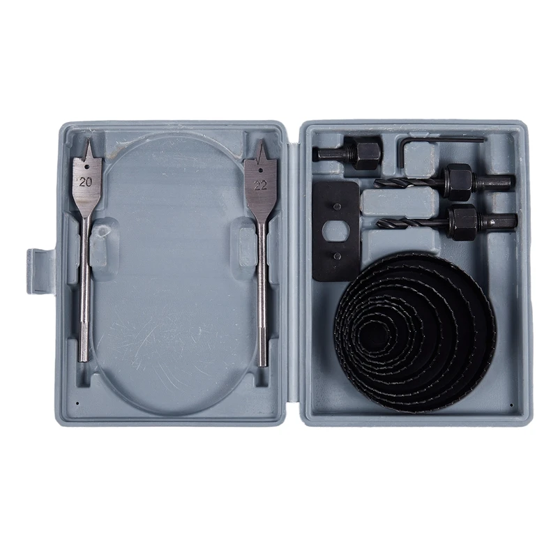 

14 Pieces 7/8 inch-4 inch Hole Saw Kit Hex Key and Drive Plate for Wood PVC Board Plastic Plate Drilling