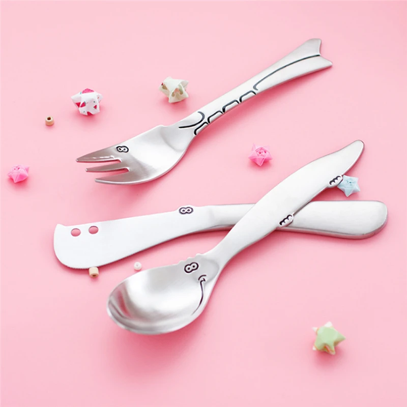 Creative 304 acier inoxydable dessin animé vaisselle couverts couteau fourchette cuillère vaisselle pour enfants enfants Hippos forme
