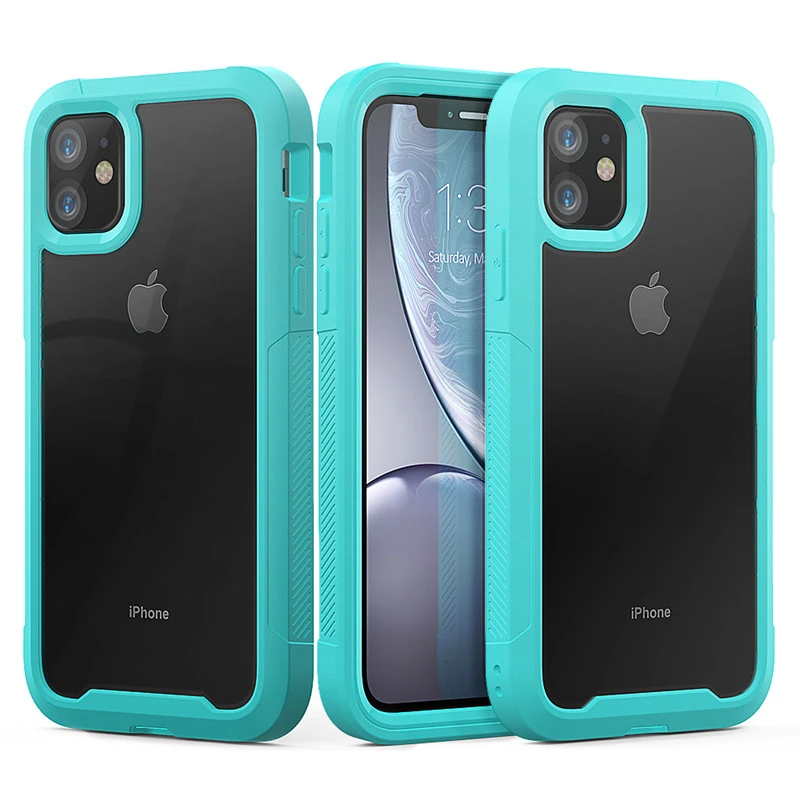 Armor Full Protection Case For iPhone 13 12 11 Pro Max X XR XS Max 7 8 Plus Hybrid Transparent Ultra-Thin PC+TPU Antishock Cover cute iphone 13 mini case