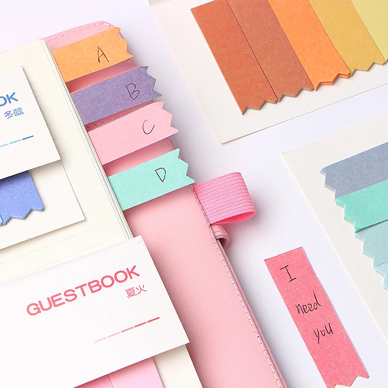 【FUN LIVE】 100 Pages Gradient Memo Pad Sticky Notes Bookmark Index Posted It Planner Stickers Notepads Stationery Office School Supplies. 