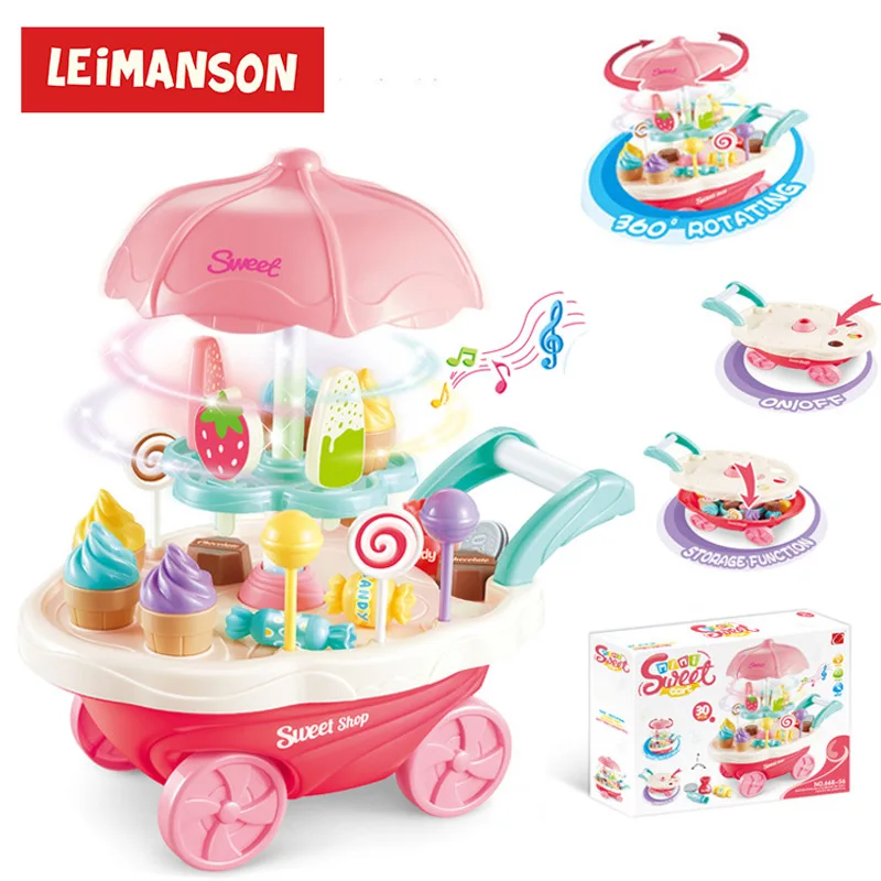 

Simulation Mini Ice Cream Candy Trolley House Play Educational Toys Super Funny Mini Icecream Car Toys Kitchen Toys For Children