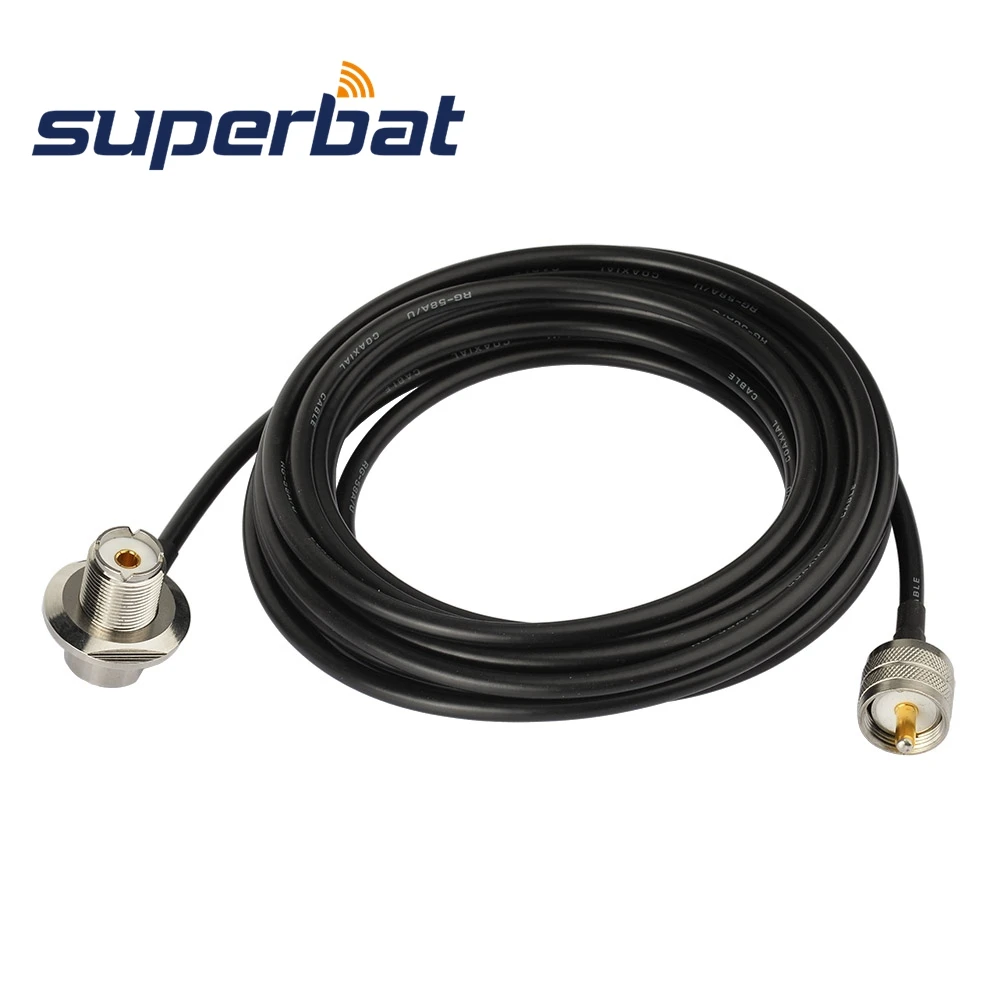 UHF PL259 Male to UHF SO239 Female Right Angle Coaxial Cable for CB Ham Radio
