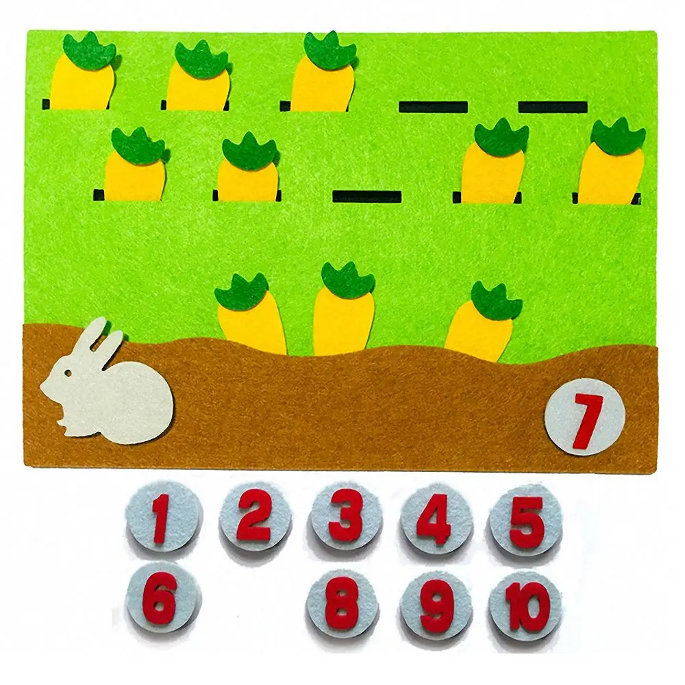 1Pcs Cartoon Animal Digital Pairing Game Math Toys Children Early Learning Educational Non-woven Felt Material DIY Toy for Kids