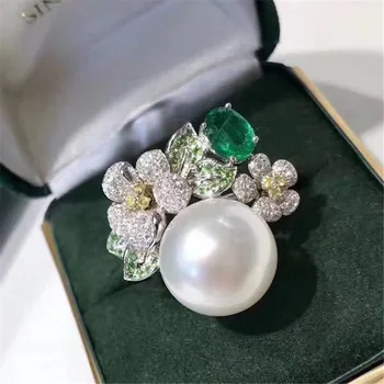 

Classic Sterling Silver 925 Adjustable Ring Accessories Women Wedding Pearl Simple Silver Zircon Ring Jewelry