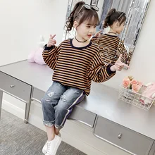 Новинка года; сезон весна; стильные модные джинсы в Корейском стиле с завязками и дырками для мальчиков и девочек; джинсы для папы с эластичной резинкой на талии