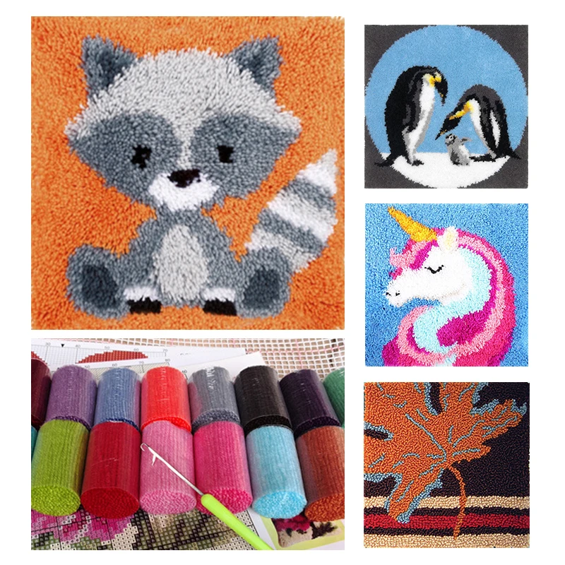 Creative DIY Carpet Segment Embroidery Latch Hook Rug Kit Handcraft Embroidered Material Package For Cushion Carpet Practical