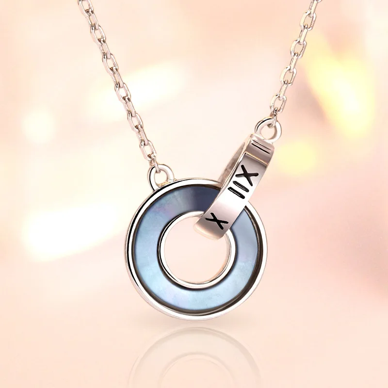 

Tong Lin Genuine Product 925 Sterling Mother-of-pearl Shuanghuan Short Fine Chain Japanese Korean Simple Jewelry Versatile xiang