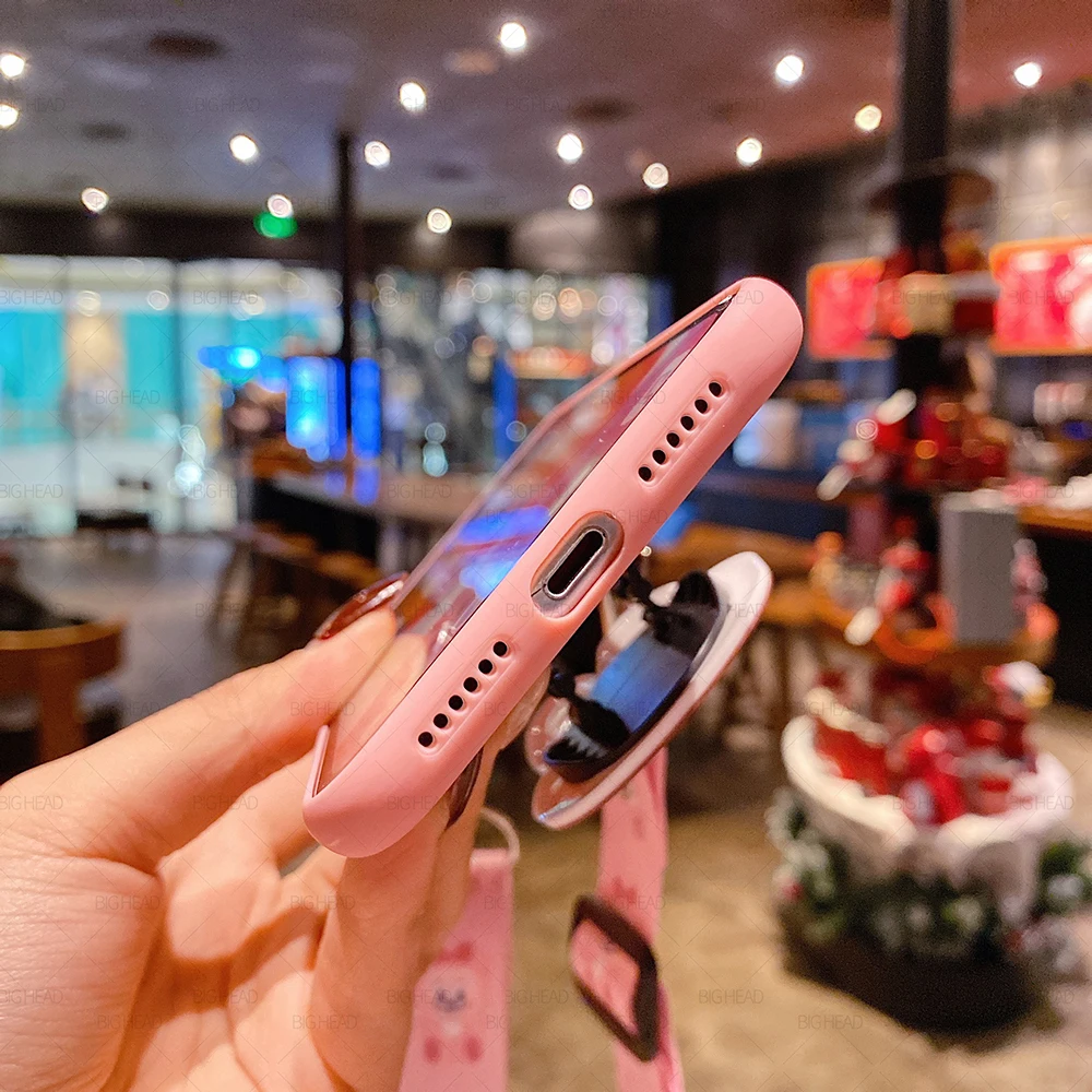 Cute Cartoon Holder Soft Phone Case for Huawei Y9A Y7A Y8P Y7P Y6P Y5P 2020 Y9 Y7 Y6 Y5 2019 2018 P Smart 2021 Z Pro Plus Strap huawei pu case