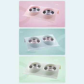 

Double Dog Cat Bowls Stainless Steel Pet Food Water Feeder For Dog Puppy Cats Pets Supplies Feeding Dishes