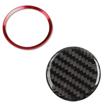 

1pcs Aluminum Steering Wheel Center Decoration Cover Trim & 1pcs Carbon Fiber Central Control 4Wd Switch Knob Cover