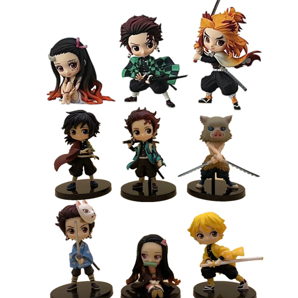 Демон убийца Nezuko Tanjirou Zenitsu Kyoujurou Inosuke фигурку Q.ver Аниме Kimetsu без Yaiba фигурка ПВХ