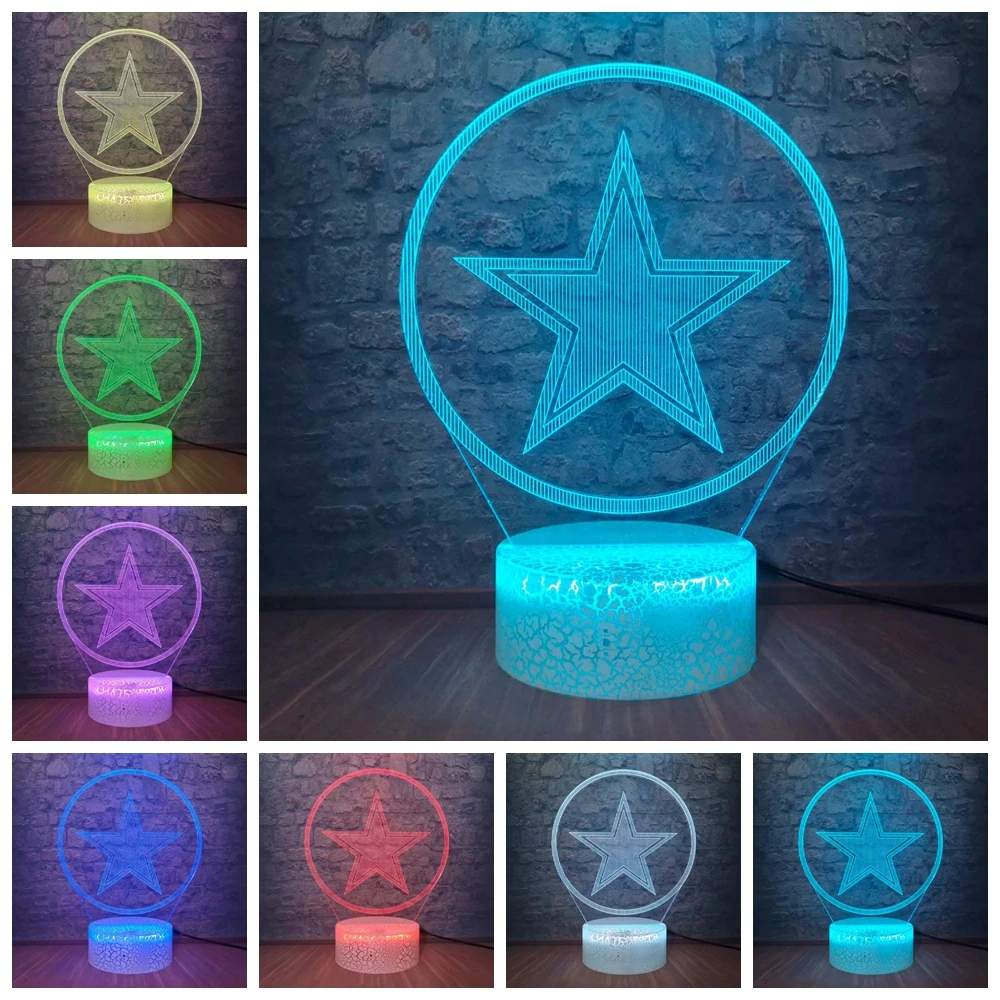 LED Creative Cartoon Marvel 3D Lamp Children's Luminaria Night Light Captain America Shield Logo Multicolor USB Touch Kids Toy | Лампы и