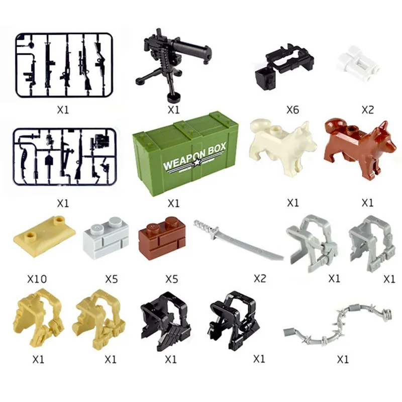 

Military WW2 Weapon Building Blocks SWAT City Police German Army Scene Base Gun Accessories Model MOC Bricks Educational Kid Toy