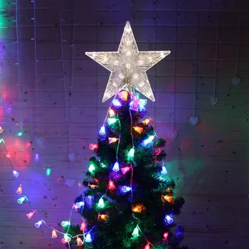 

NEW LED Light Up Christmas Tree Topper Star Xmas Tree Star Ornament Estrelinhas Adornos De Navidad Eve Decorations