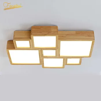 

Nordic LED Solid Wood Square Ceiling Lamp Lighting Modern Ceiling Lights for Living Dining Room Bedroom Lamps Fixtures luminarie