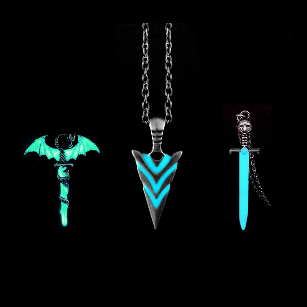 Arrow Pendant Necklace Knight Gift Halloween Glow-In-The-Dark Luminous-Glowing Women