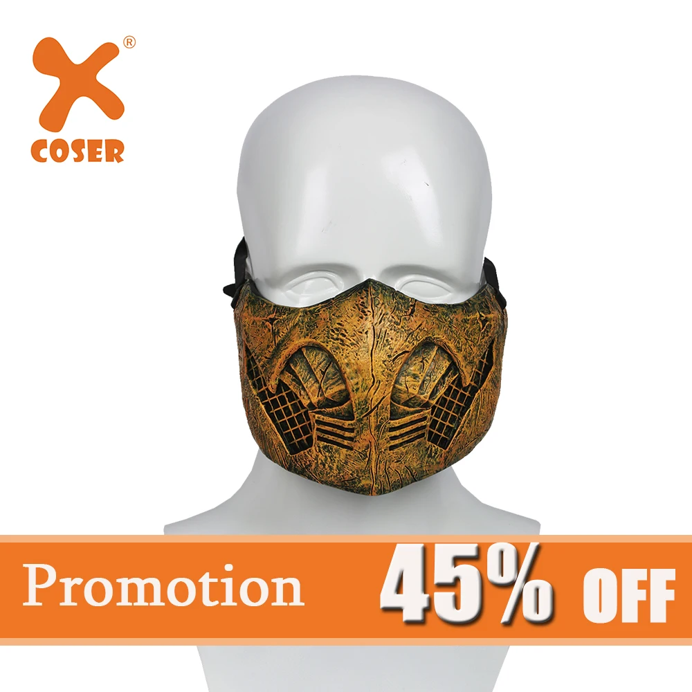 X-COSTUME mmoral Kombat X игра косплей Скорпион/Hanzo Hasashi сандалии деревянная маска