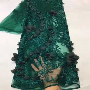 

Yellow New Design African Lace Fabrics High Quality French Lace Fabric For Party Dress Nigerian Beaded Lace Fabric A1477