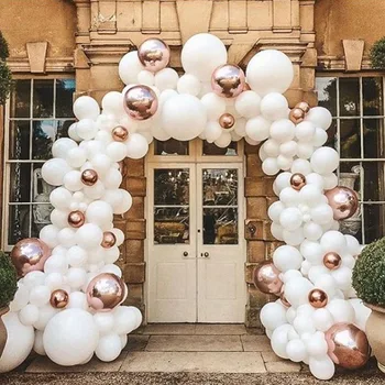 

169Pcs/lot Rose Gold 4d Foil Balloons Arch Kit White Latex Ballons Chain Baby Birthday Valentine's Day Anniversary Party Decor