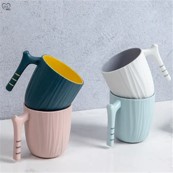 

Simple Household Mouthwash Cup with Handle Kitchen Tool Creative Water Mug Cup Bathroom Double-layer Tooth Brushing Cylinder Cup