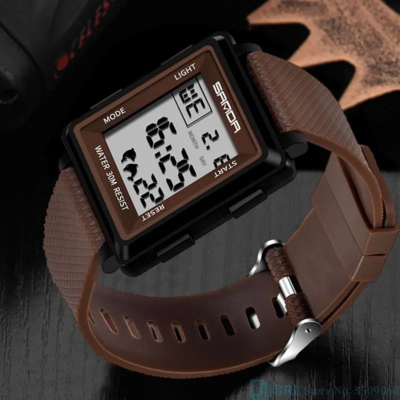 SANDA спортивные часы для мужчин лучший бренд класса люкс электронные наручные часы светодиодный цифровой наручные часы для мужчин Hodinky Relog - Цвет: brown