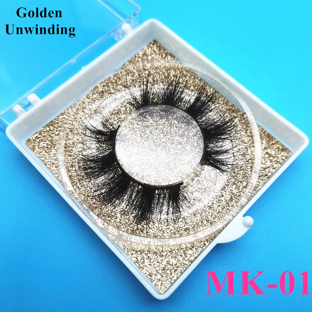 

Golden Unwinding MK-01 wholesale 100% mink eyelashes 15-20mm natural 3d false eyelashes 3d mink custom box lash vendor