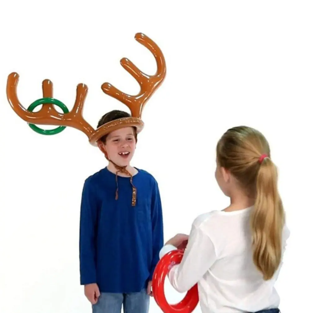 Inflatable Antler Headband Toy Animal Head Ring Throwing Circle Toy Tools For Outdoor Funny Playing Gifts Decor Accessories
