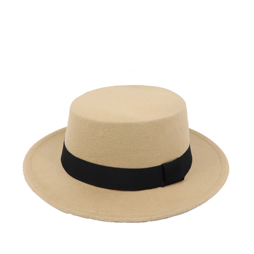 Winter Autumn Imitation Woolen Women Men Ladies Fedoras classic Jazz Hat European American Round Caps Bowler Hats Feminino Gorra - Цвет: cream-coloured