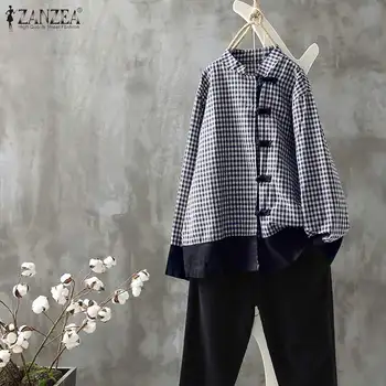 

Plus Size Women Tops and Blouses ZANZEA 2020 Spring Long Sleeve Shirts Vintage Stylish Button Down Tunic Tops Casual Chemise 5XL