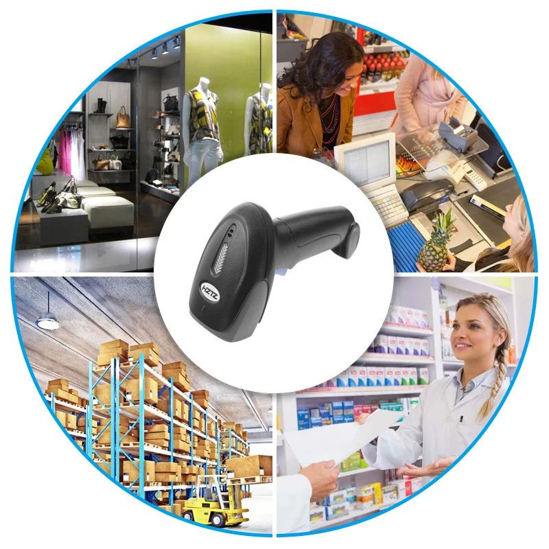 HZTZ Wireless Barcode Scanner USB Wired/ 2.4G Wireless 1D Bar code Reader for Inventory POS Terminal