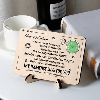 

To My Father Custom Text Pattern Clock Wooden Rectangle Shaped Ornaments Table Clocks Memorial Father's Day Birthday Gift