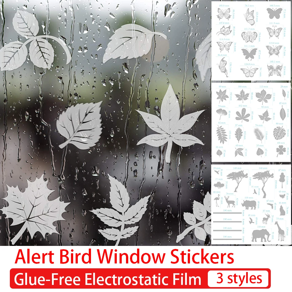 Doors Glass Decor Translucent Dusted Alert Bird Cling Anti Collision Window Stickers Prevent Bird on Window Glass 12 PCS Butterfly Anti-Collision Window Clings for Birds 