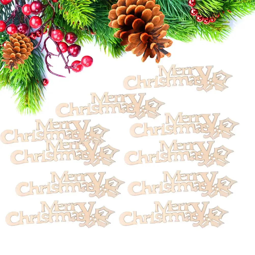 10 шт. с рождеством, натуральное дерево, Рождественский узор, ремесленные аксессуары Скрапбукинг для шитья ручной работы, украшения для дома, сделай сам