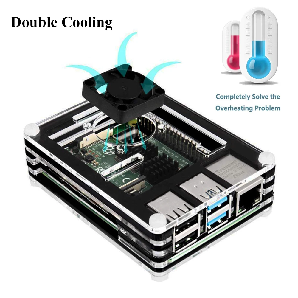 Акриловый чехол для Raspberry Pi 4 9 слойный корпус охлаждающий вентилятор алюминиевый